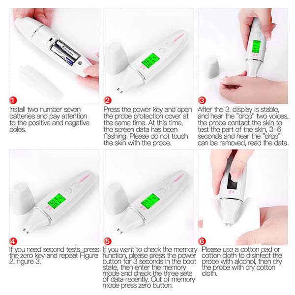 ٻҾ4 ͧԹ : ͧҾǤѹ 鹼  New LCD Digital Skin Moisture Meter Skin Care Tester Moisture Oil Content Analyzer Monitor Detector Face Care Tool
