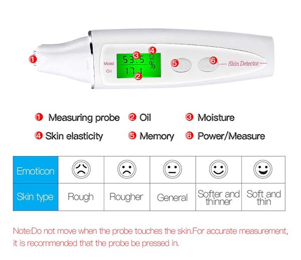 ٻҾ6 ͧԹ : ͧҾǤѹ 鹼  New LCD Digital Skin Moisture Meter Skin Care Tester Moisture Oil Content Analyzer Monitor Detector Face Care Tool